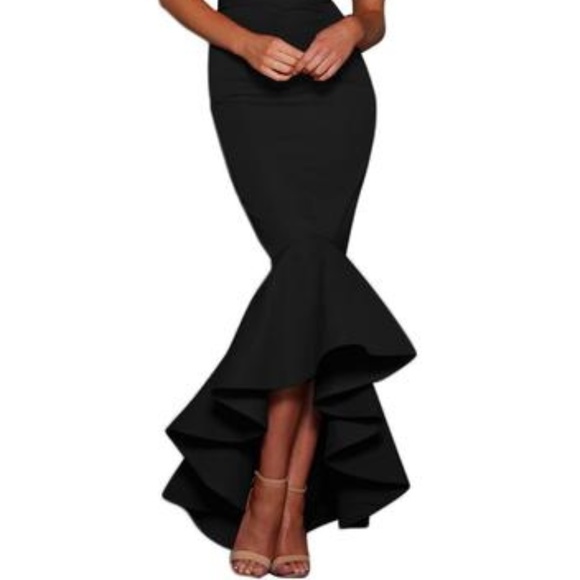 made2envy Lace Trim Off Shoulder Mermaid Maxi Part - Picture 2 of 8